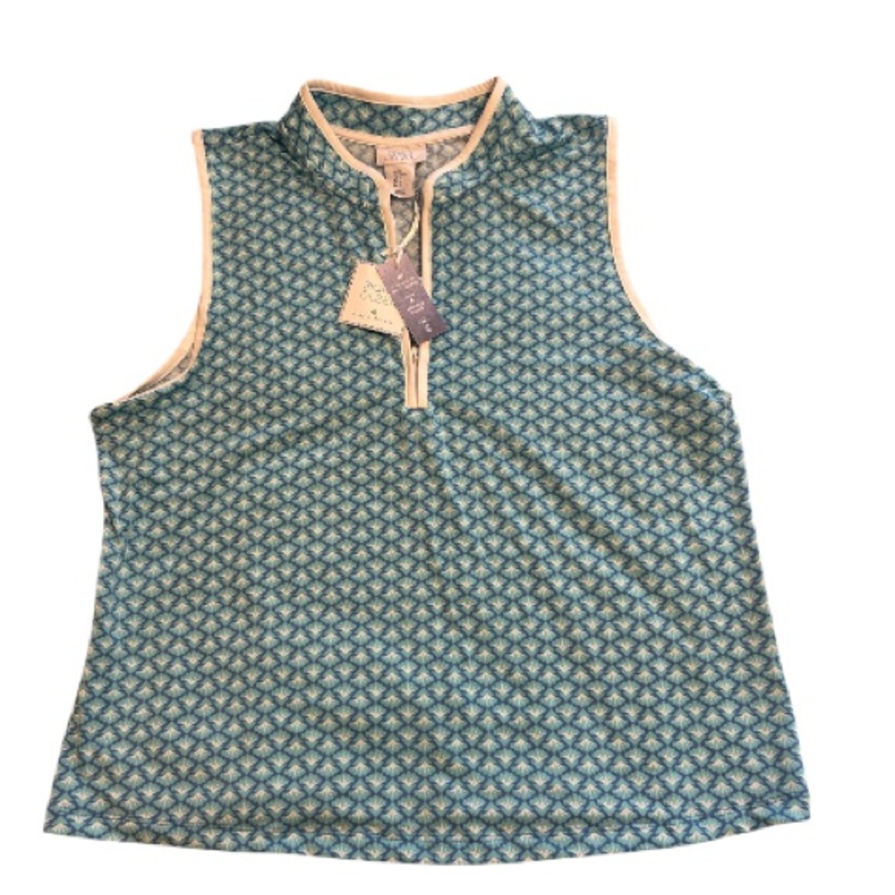 Teal, Blue & White Sigrid Olsen Ladies Golf & Tennis Shirt W/Tags